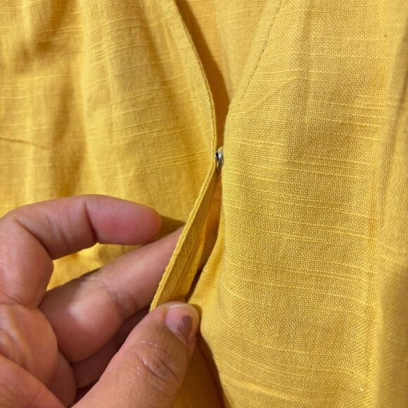 NWT Lucky Brand Womens Yellow Textured Side Tie Wrap Short Sleeve Top Size XL - Picture 5 of 12